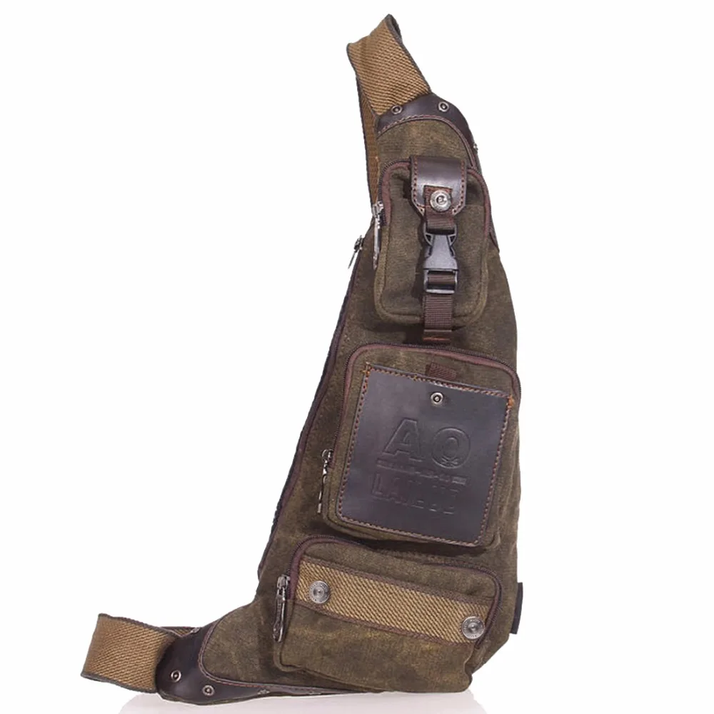 Mochila de hombro cruzada para hombre, bolso de pecho, viaje, senderismo, escalada militar táctica, Bolsas laterales de mensajero de lona, moda