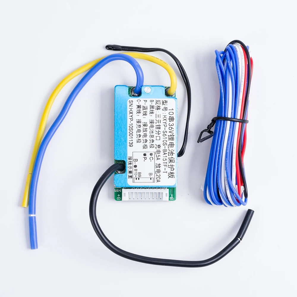 BMS 10S 20A 36V 37V 42V, для литий-ионного аккумулятора, с температурной защитой NTC, разделенный порт, зарядный разряд для электровелосипеда, 60,5*32,5*9 мм