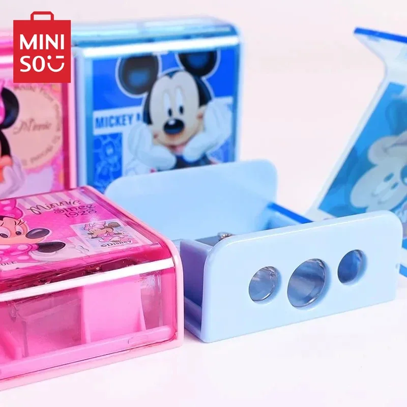 Mickey Mouse Pencil Sharpener Miniso Disney Minnie Cartoon Figures Penknife Students Stationery School Supplies Children Gifts