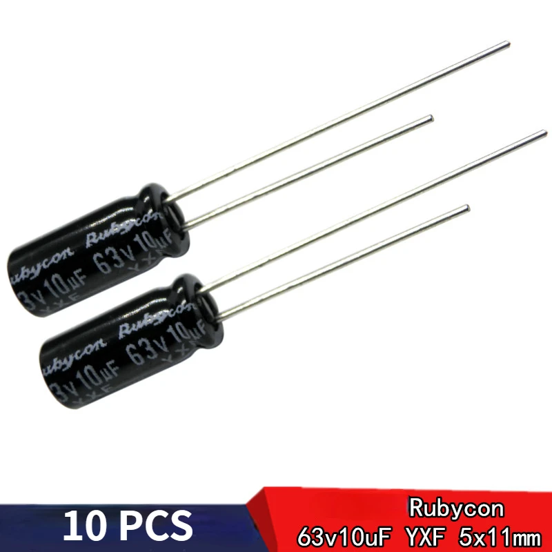 (10PCS) Authentic Japanese Rubycon YXF 63v10uF63V aluminum electrolytic capacitor 5 * 11mm capacitores  JP(Origin)