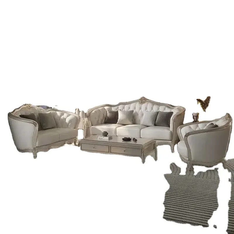 

American solid wood American light luxury integrated living room European luxury ebony 123 combination leather sofa