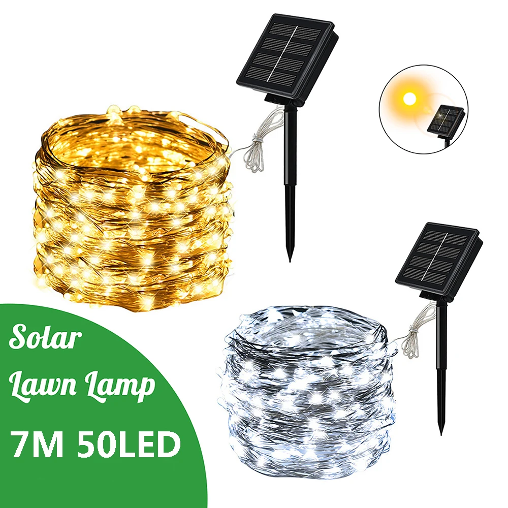 Outdoor LED Solar Fairy String Lights Waterproof Garden Decoration Garland 8Modes Copper Wire Light For Street Patio Christmas