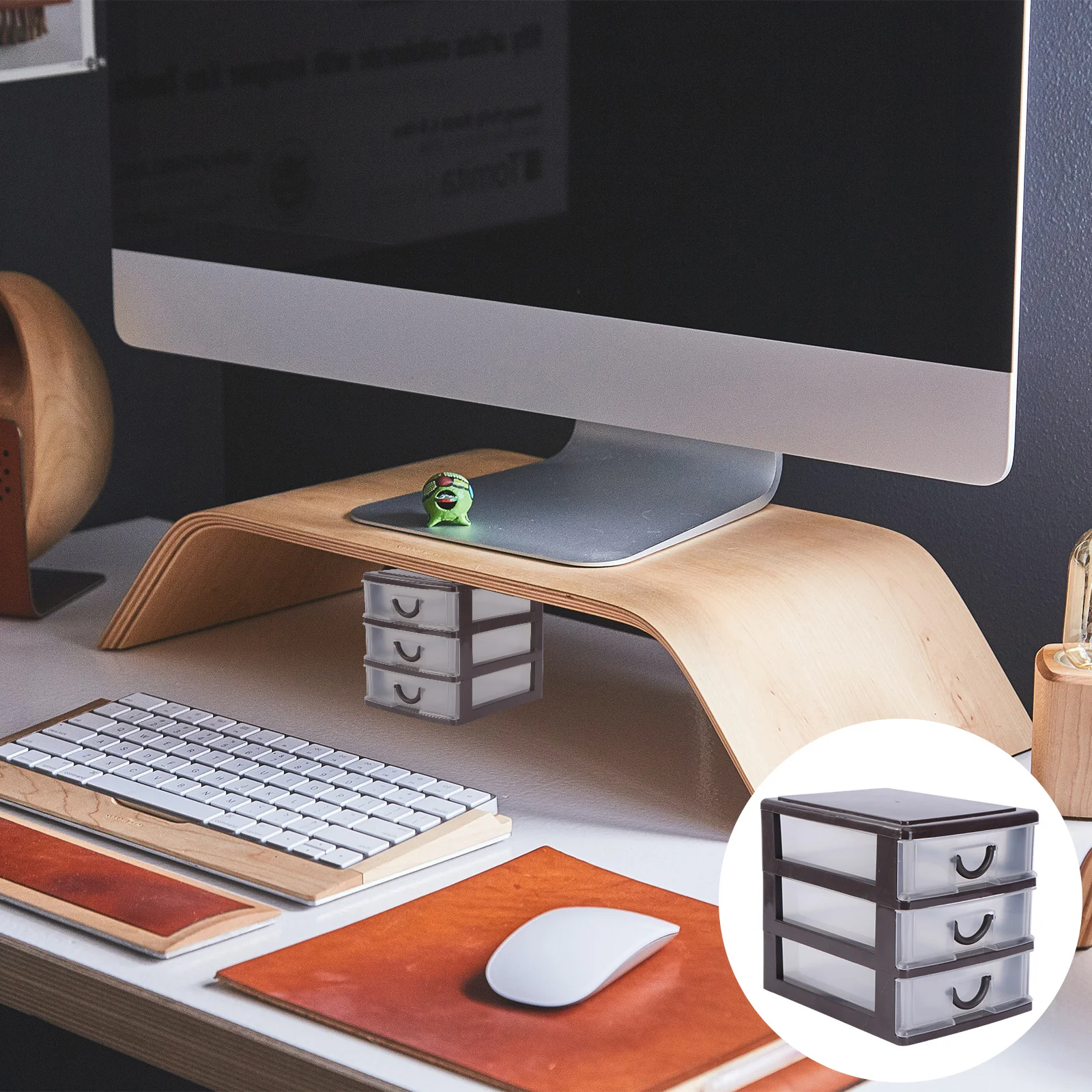 

1Pcs Desktop Drawer Storage Box 3 Layers Brown Plastic Organizer Sundries Container Document Storage Case Sundries Container