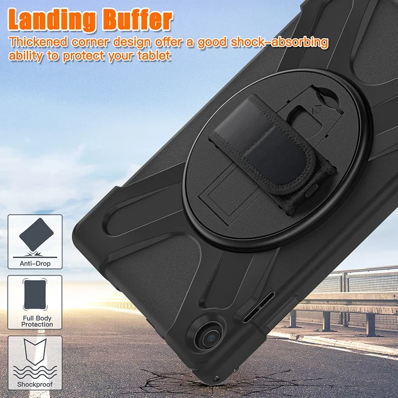 Case For Lenovo Tab M10 HD 2022 3rd Gen 10.1 TB328FU TB328XU Tablet Case Stand Holder Hand Shoulder Strap 360 Rotation Cover
