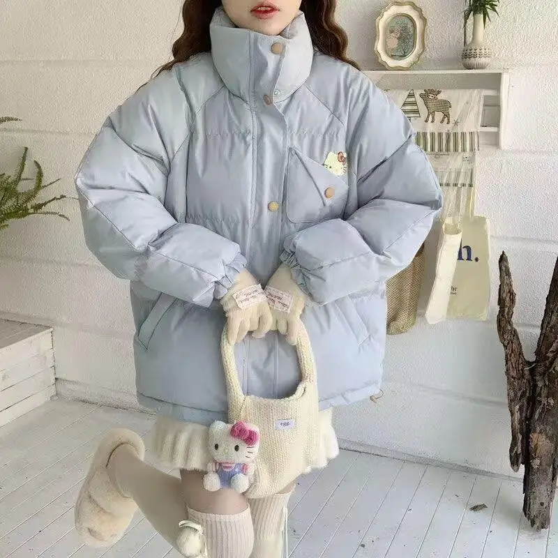 

Зимние женские парки 2025, новая мода, толстое теплое пуховое хлопковое пальто с воротником-стойкой, женская повседневная куртка, парка, женская верхняя одежда