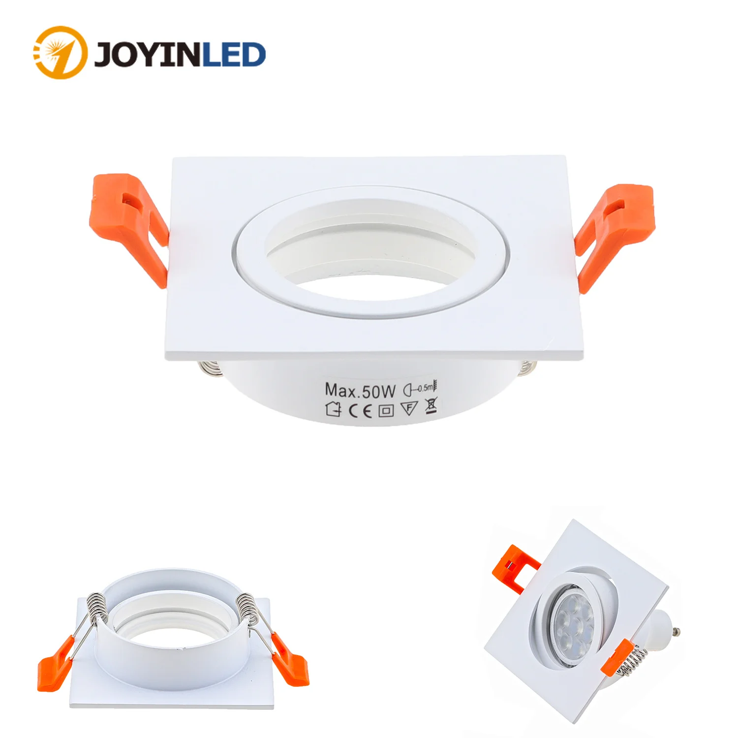 JOYINLED Square LED Downlight Aluminum GU10 MR16 Ceiling Downlight Spotlight Frame Recessed Holder Fixture Black Silver White