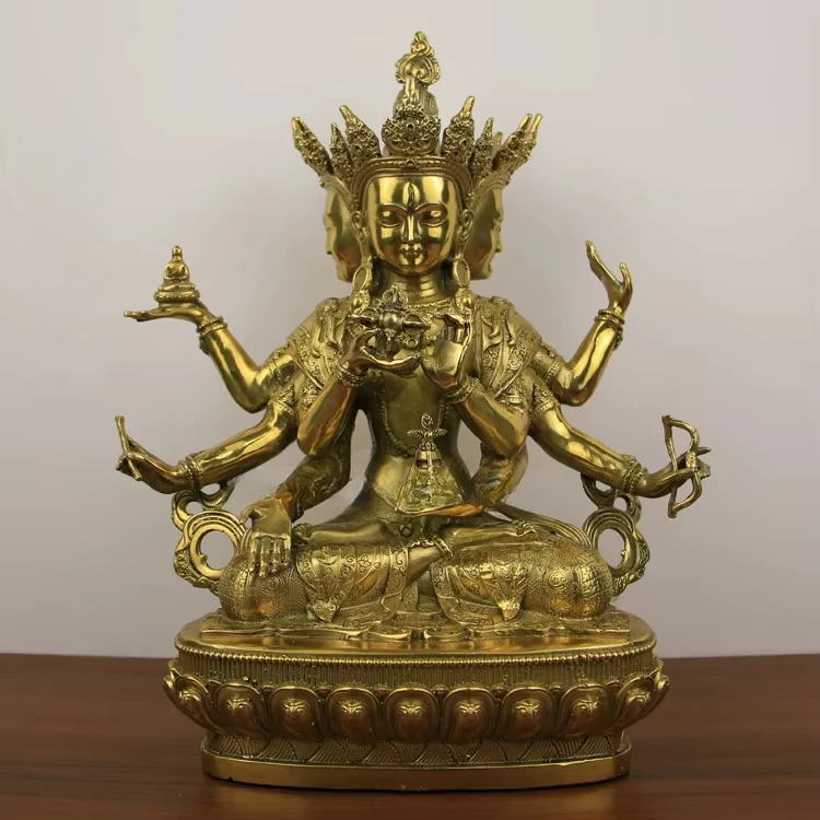 Pure copper Zunsheng Buddha Mother Bodhisattva Buddha statue ornament Zunsheng Longevity Three bronze statues Tibetan Tantra Bud