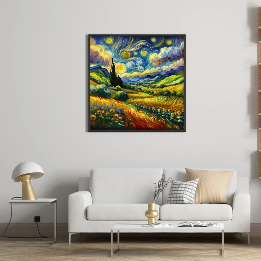 

Starry Sky Printed Cross Stitch Kit 50x50cm DIY 14CT Embroidery Craft Set Decor