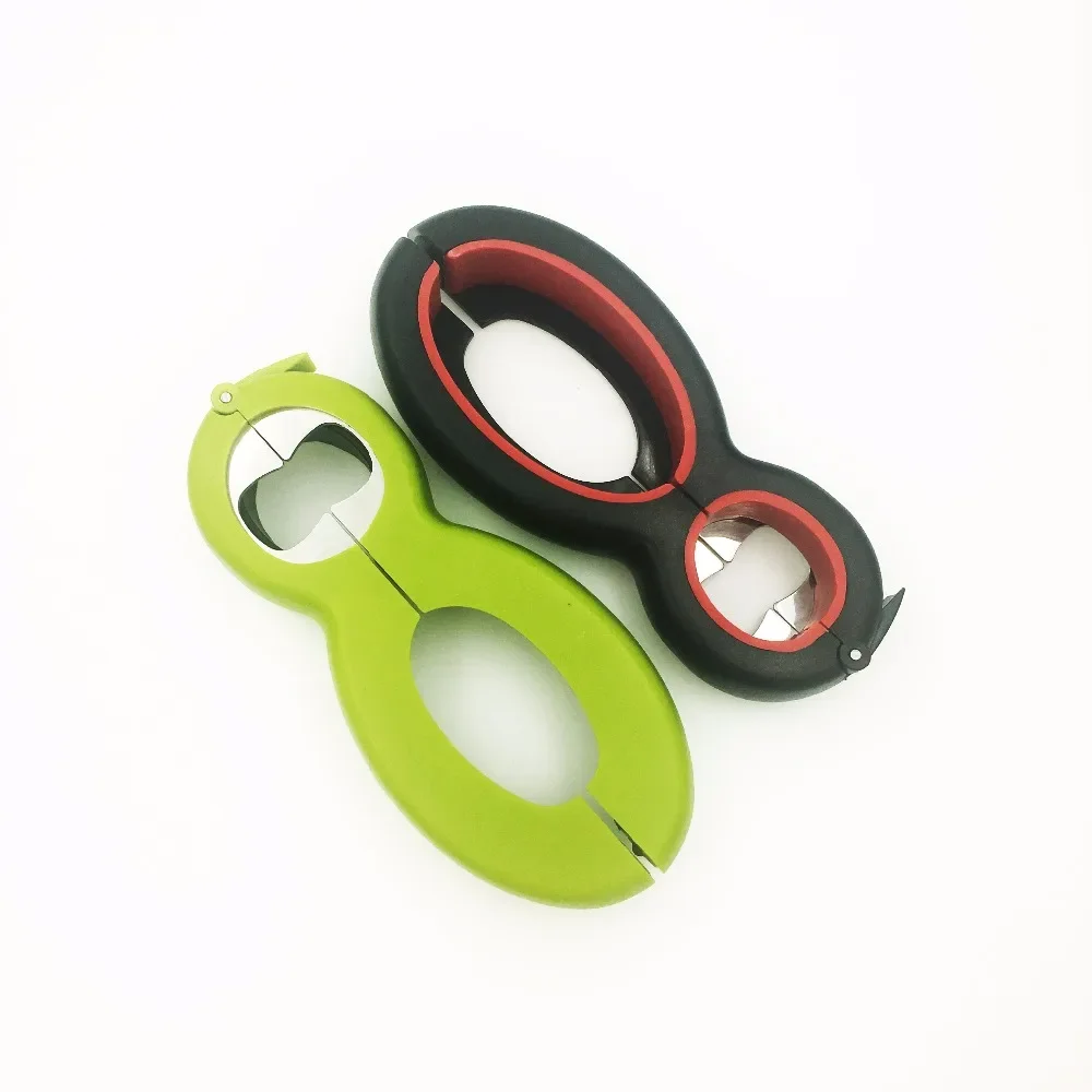 Ouvre-bouteille de bière en acier inoxydable 6 in1Multi-function, vin de bière rouge, ouvre-bocal vert, ouvre-boîte noir, outil d'accessoires de cuisine