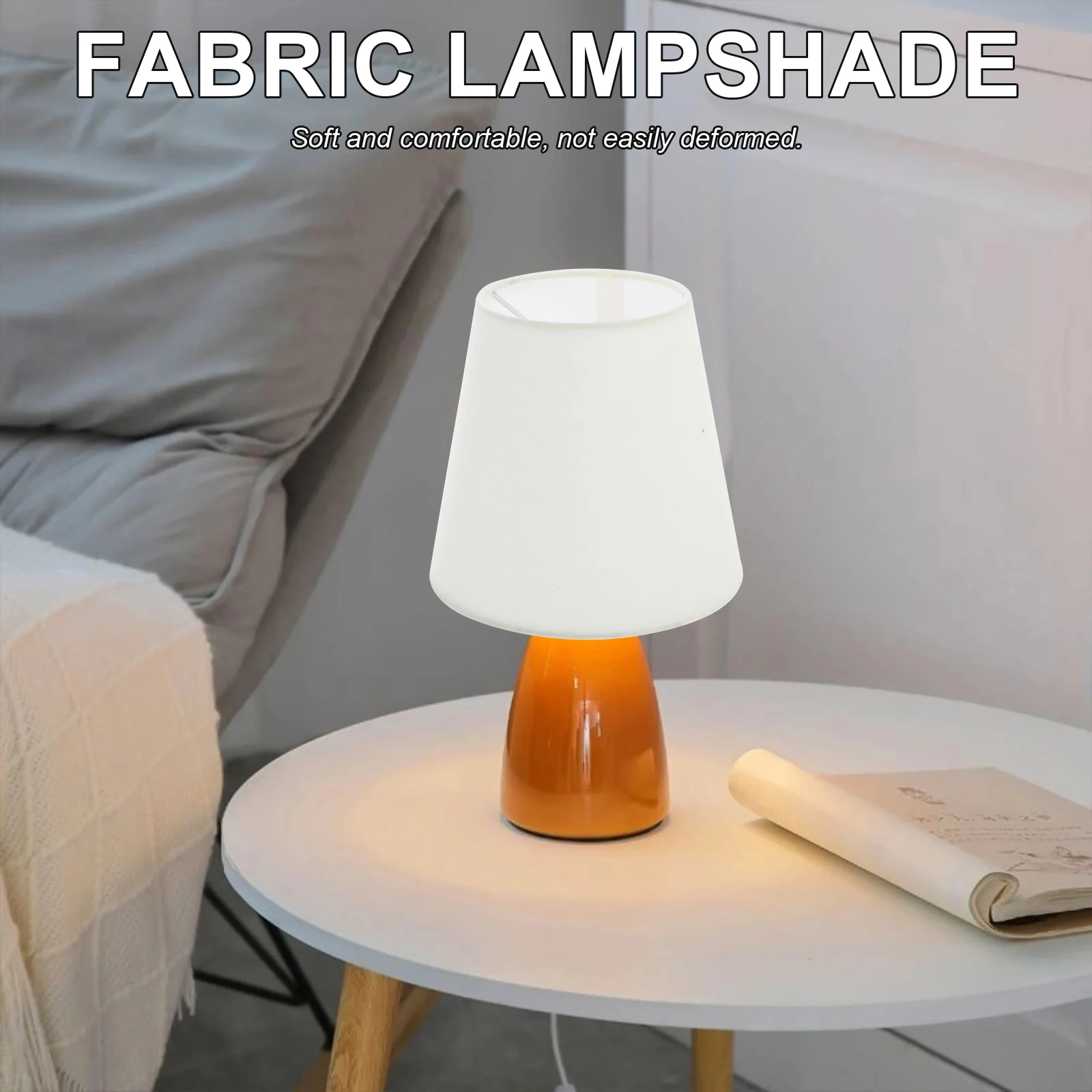 

Clip-On Bulb Cloth Lamp Shade Table Desk Fabric Light Replacement Small Decorative Bedside Home Use Farmhouse Household Light