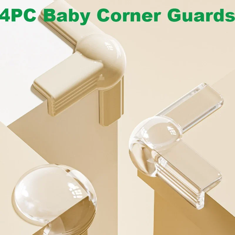 

4Pcs Baby Proof Corner Guards - Soft TPR Edge Bumpers for Furniture- 360° Adhesive Silicone Pads Table Corner Protectors〔YY33〕