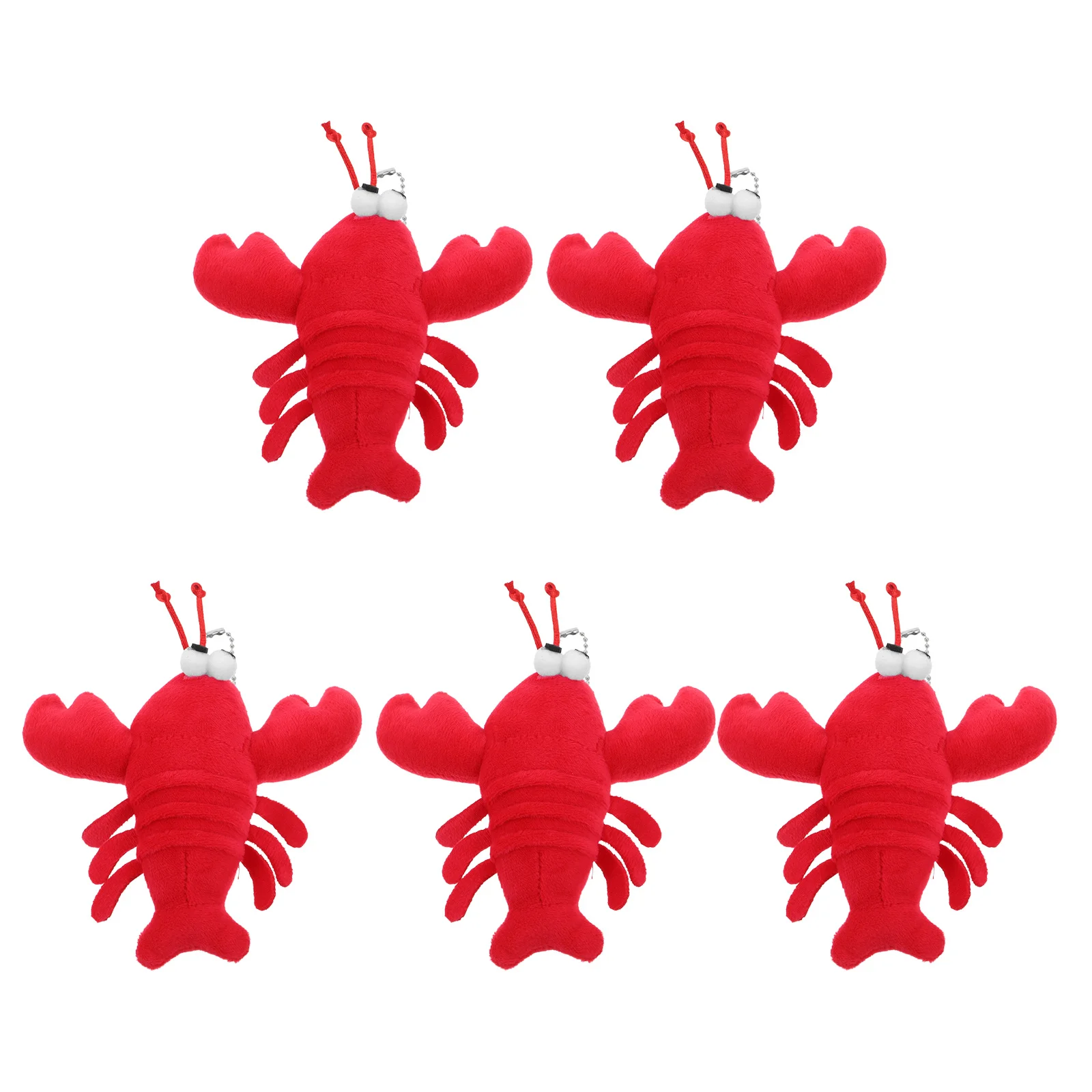 Porte-clés homard Adorable, breloque en peluche douce pour sac à main, sac à dos, Mini porte-clés pendentif, ensemble d'accessoires animaux mignons, 5 pièces