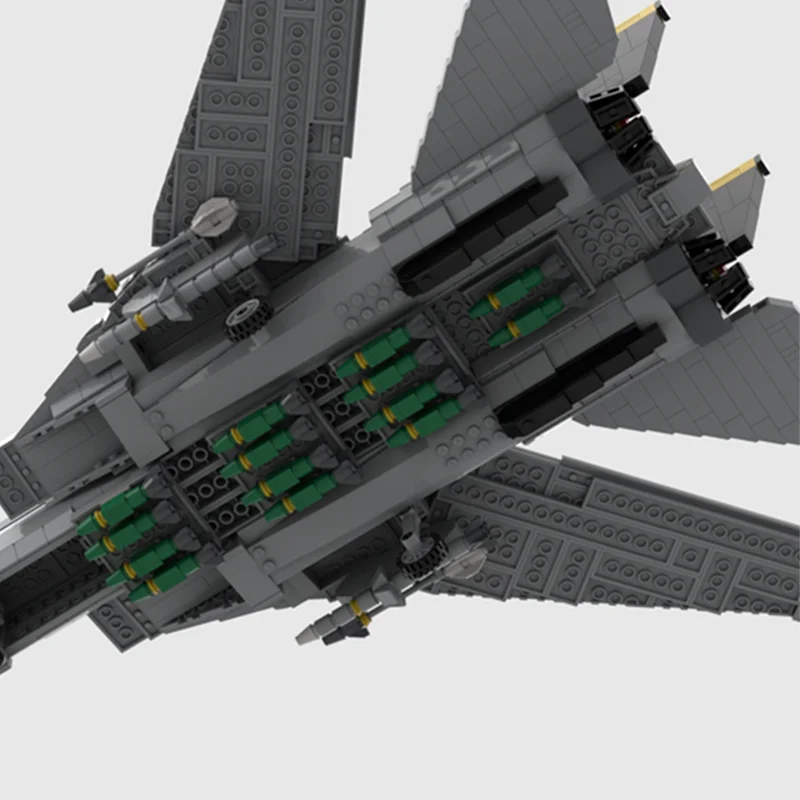 [1481 peças] Modelo F-14 Fighter Jet A, apresenta trem de pouso retrátil, asas ajustáveis, ailerons e blocos de construção de gancho