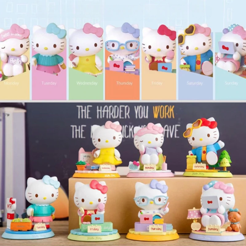 Sanrio Blind Box Hello Kitty Lovely Week Series Anime Model Birthday Gift Kawaii Children's Toys  Christmas Decoration