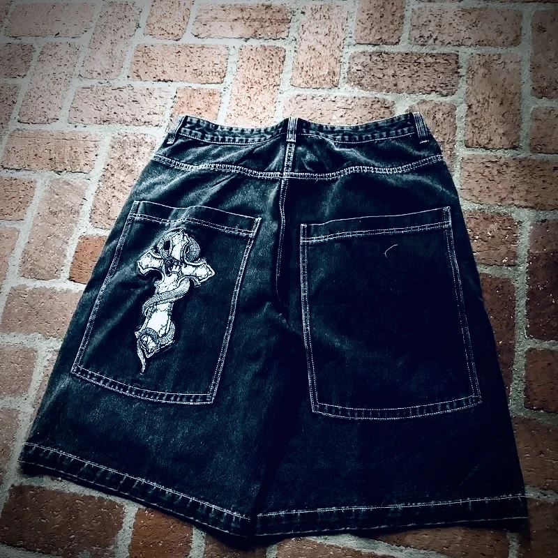 

Punk Harajuku Street Hip-hop Casual Loose Multi-pocket Straight Shorts Men American Goth Retro Harajuku Y2K Fashion Jeans Women