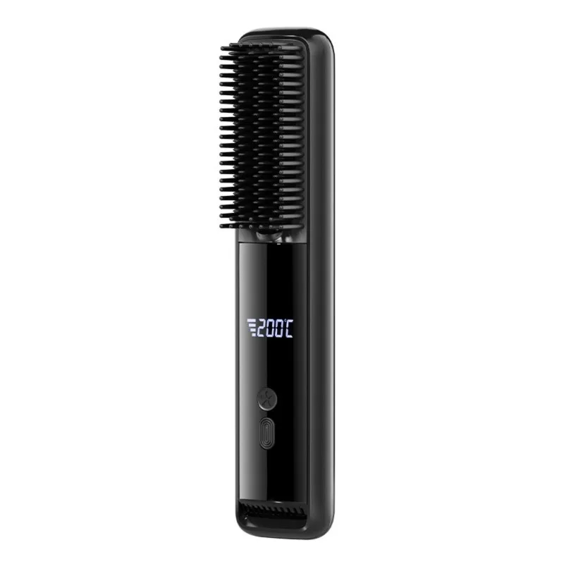 AB43-Wireless Ceramic Heated Comb USB Charging LCD Display - Multicolor
