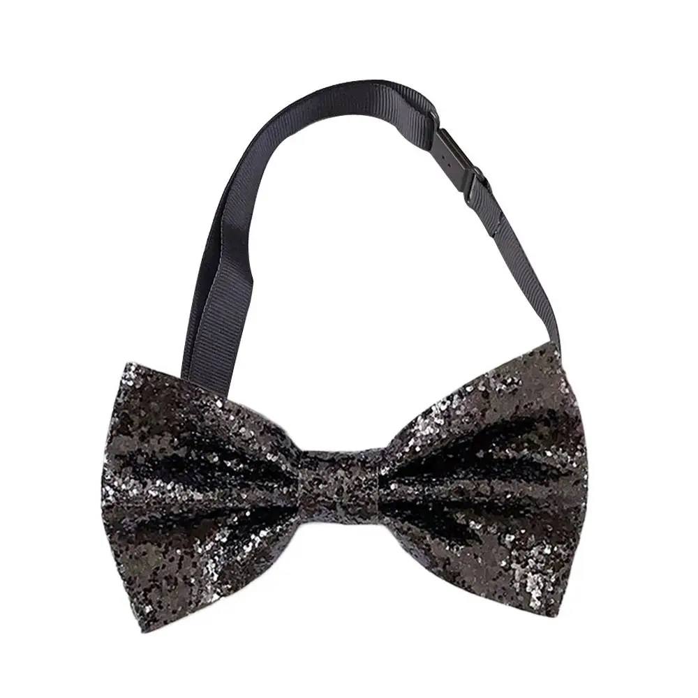 반짝이는 스팽글 보타이 댄스 보우노트 넥 장식 남성 정장 라펠 꽃 조절 가능한 넥타이 신랑 정장