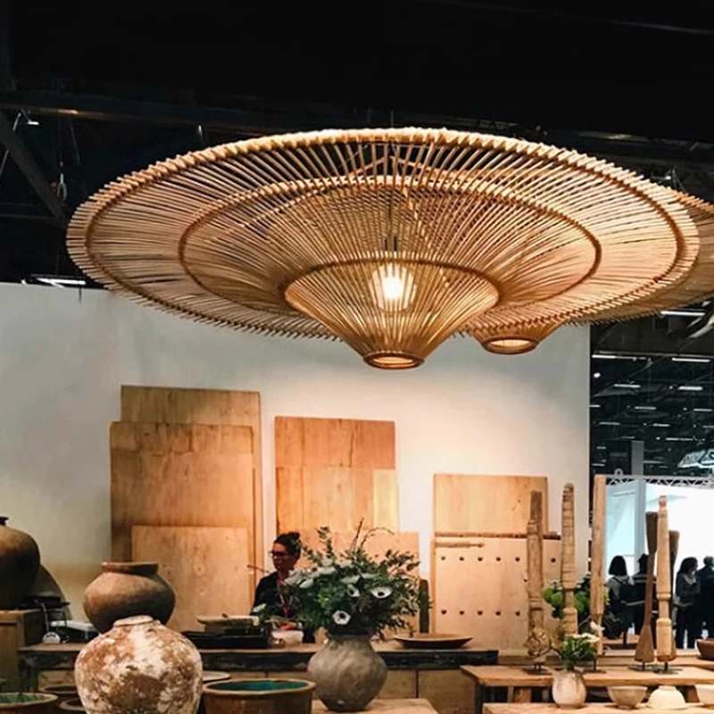 

Wabi Silent Wind Chandelier Japanese Retro Living Room B & B Chinese Tea Room Dining Hotel Restaurant South East Asia Rattan