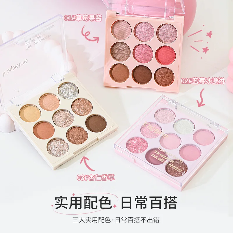 Paleta Cieni do Powiek 9 Kolorów Brokatowe Płatki Śniegu Lody Długotrwałe Cienie do Powiek Konturowanie Twarzy Uroczy Makijaż Oczu Kosmetyki Damskie