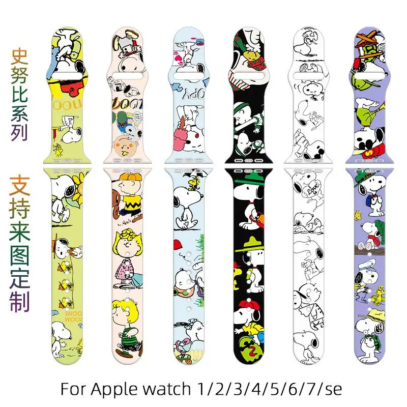 Correa Kawaii Snoopy para Apple Watch, correa de silicona de 38Mm, 40Mm, 41Mm, 42Mm, 44Mm, 45Mm y 49Mm, serie Iwatch S8 7 6 5 4 3 2 Se