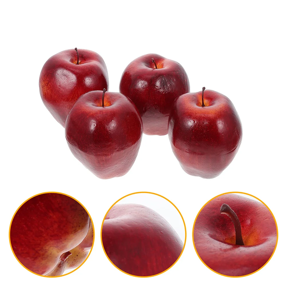 6 Pcs Simulation Fruit Model Display Fake Fruits Delicious Apples Fruitful Photo Prop Pu Material