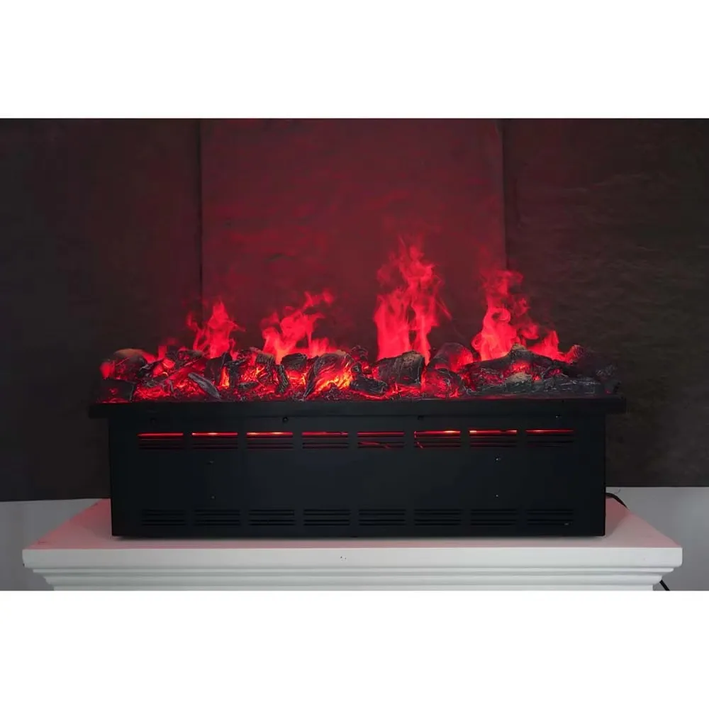 32 Inch 3D Water Vapor Fireplace Insert Multi-Color Flame CE Linear Steam Electric Fireplace Realistic Log Fire for Indoor Decor