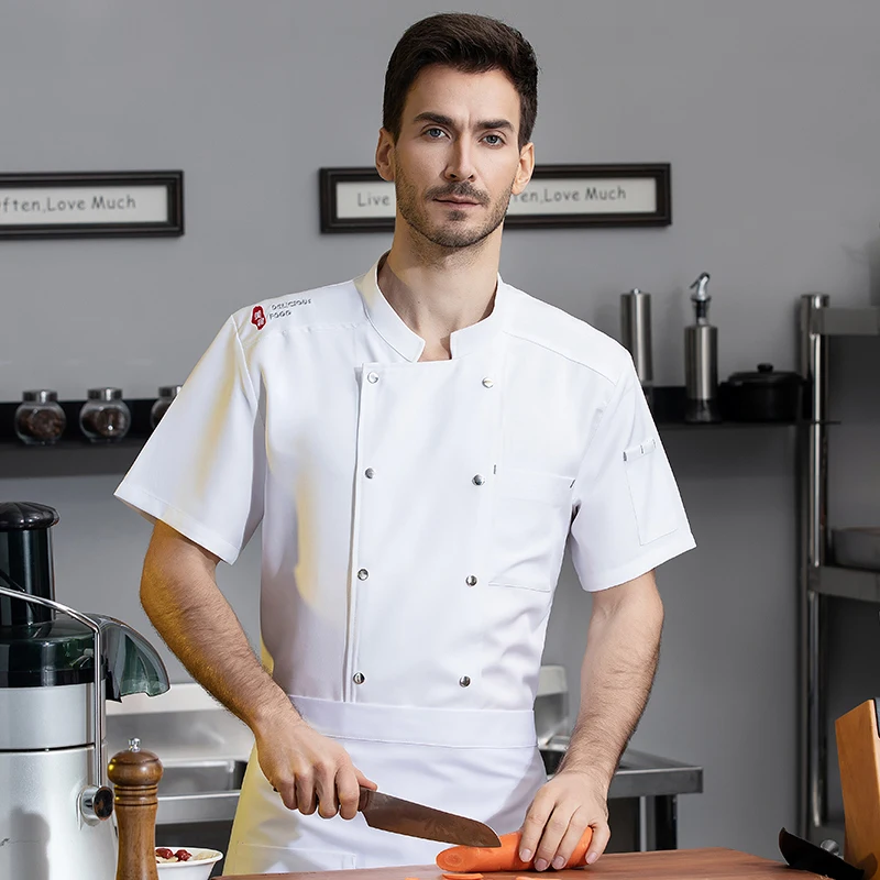 الشيف عمال المطبخ سترة قميص السوشي كوك الملابس مطعم النادل معطف فندق تقديم الطعام موحدة قصيرة الأكمام كوك زي