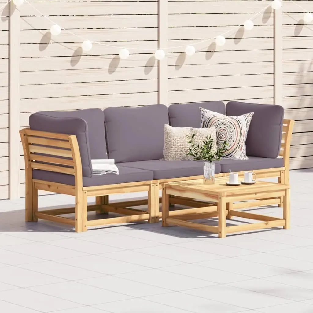 3-Piece Acacia Wood Patio Lounge Set with Cushions - Stylish Outdoor Furniture for Comfort