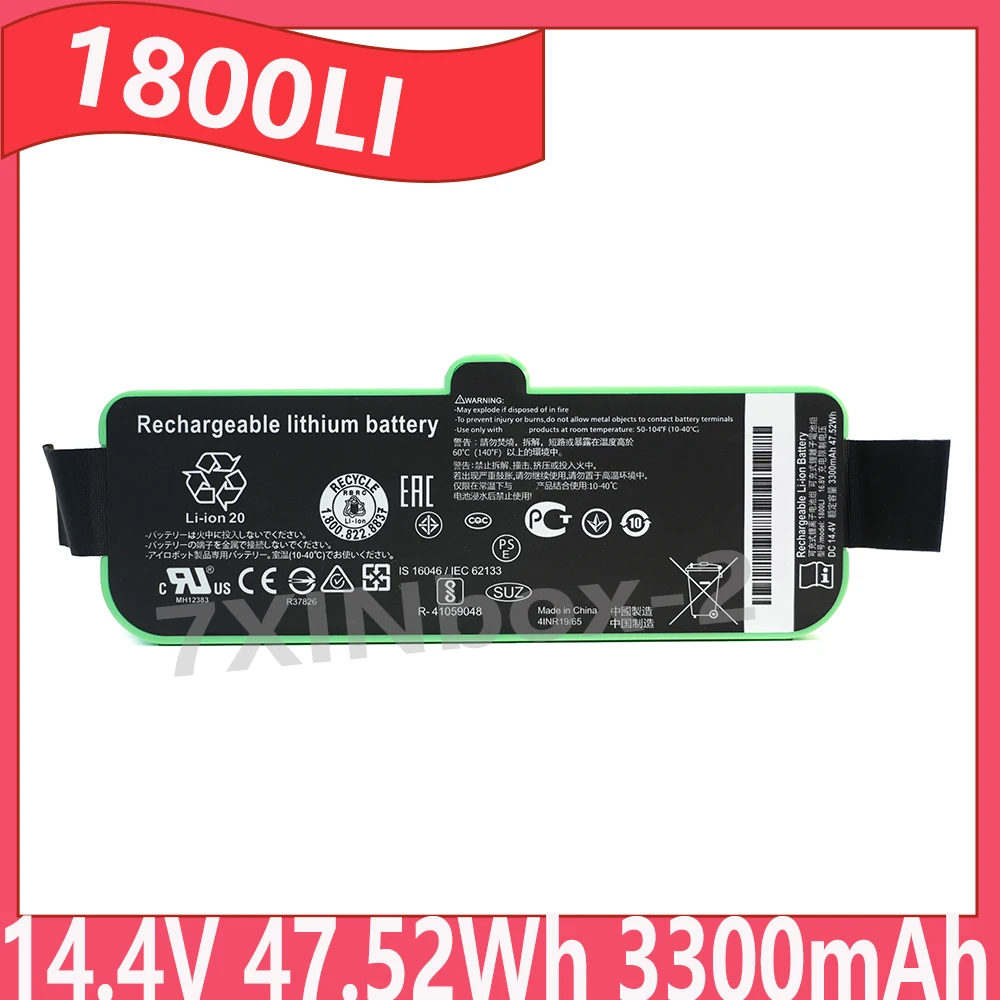 

1800LI 14,4 В, 47,52 Втч, 3300 мАч, аккумулятор для iRobot Roomba 5/6/7/8/9 серии 527 528 560 620 670 760790, аккумулятор для подметального робота