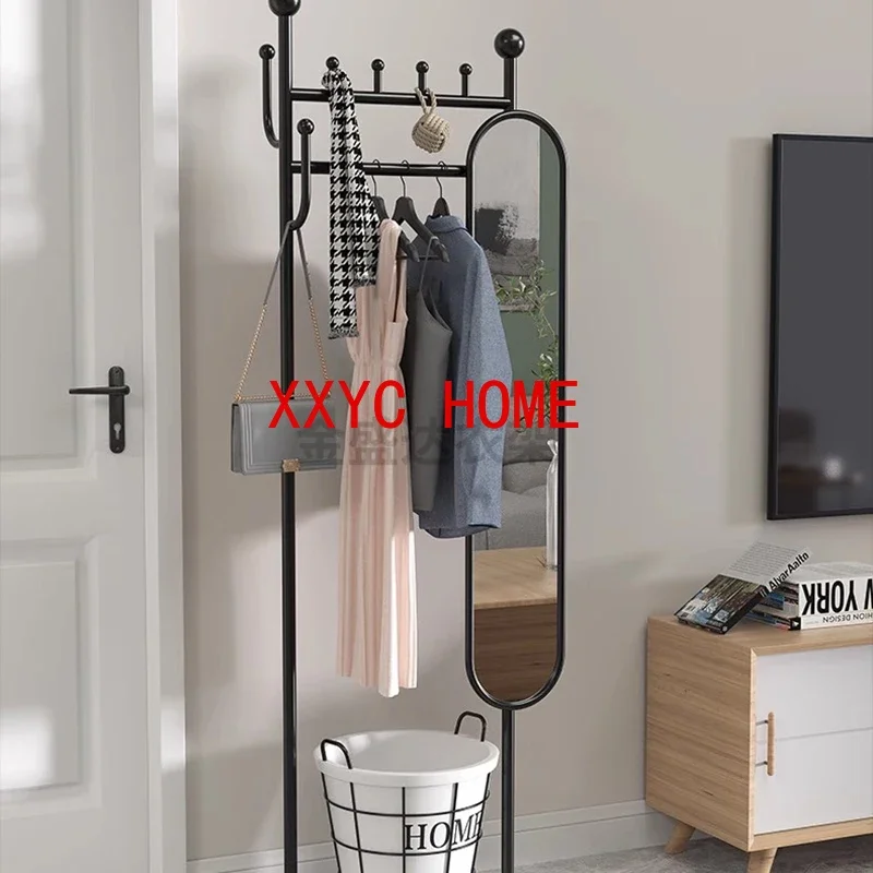Metal Wardrobes Coat Racks Mirror Display Moving Floor Garment Coat Racks Open Nordic Hotel Clothes Perchero Home Furniture
