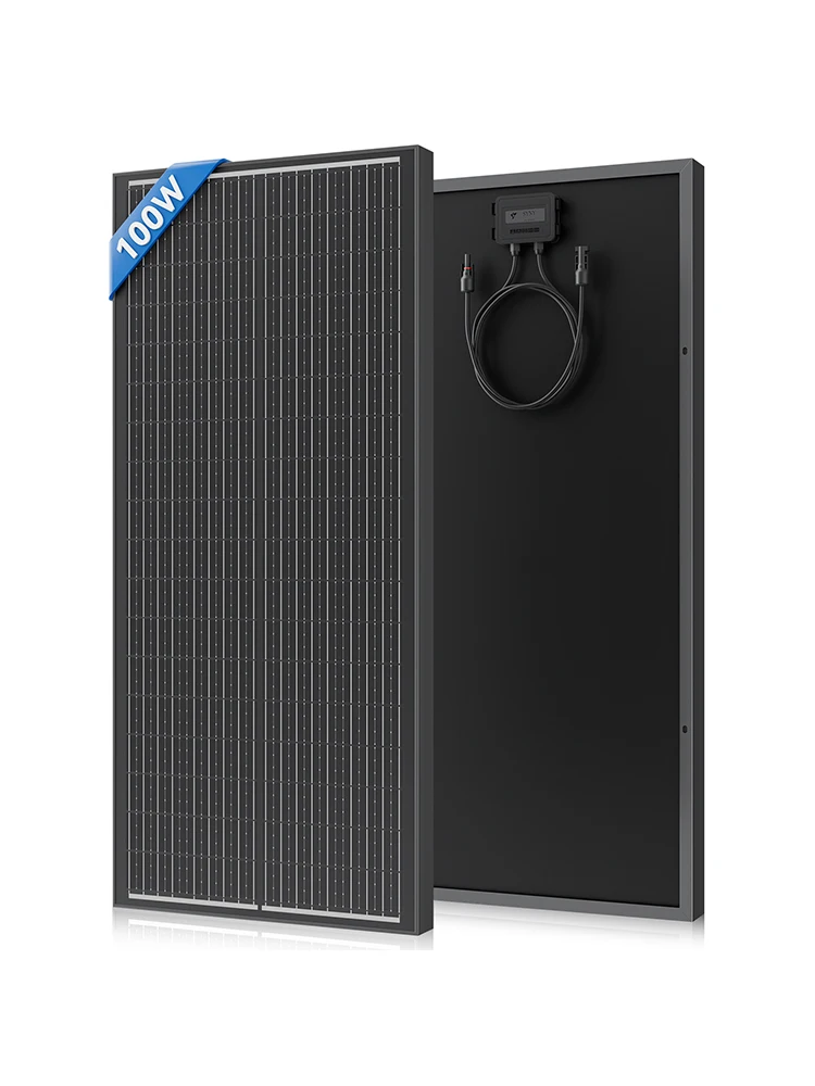 RVPOZWER 12V 100W monokristallines Solarpanel-Modul, netzunabhängige Photovoltaik-Stromversorgung für Fahrzeuge, Wohnmobile, Camping, Boote, Schuppen, Bauernhöfe
