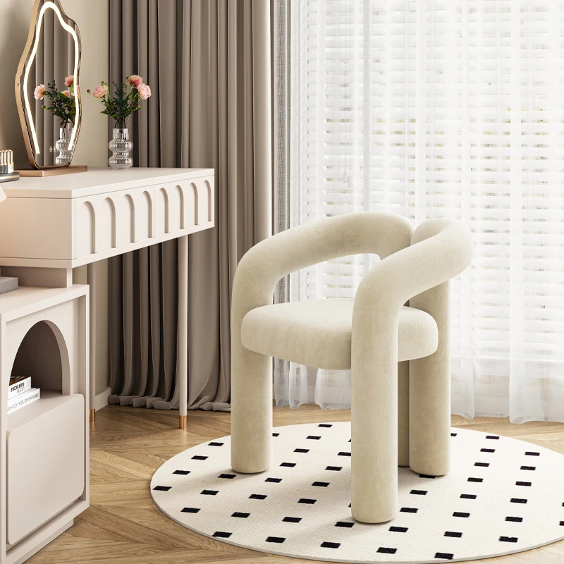 

Single Chair Girls Master Bedroom High-end Cream Style Design Dresser Backrest Stool Sandalyeler Nordic Furniture