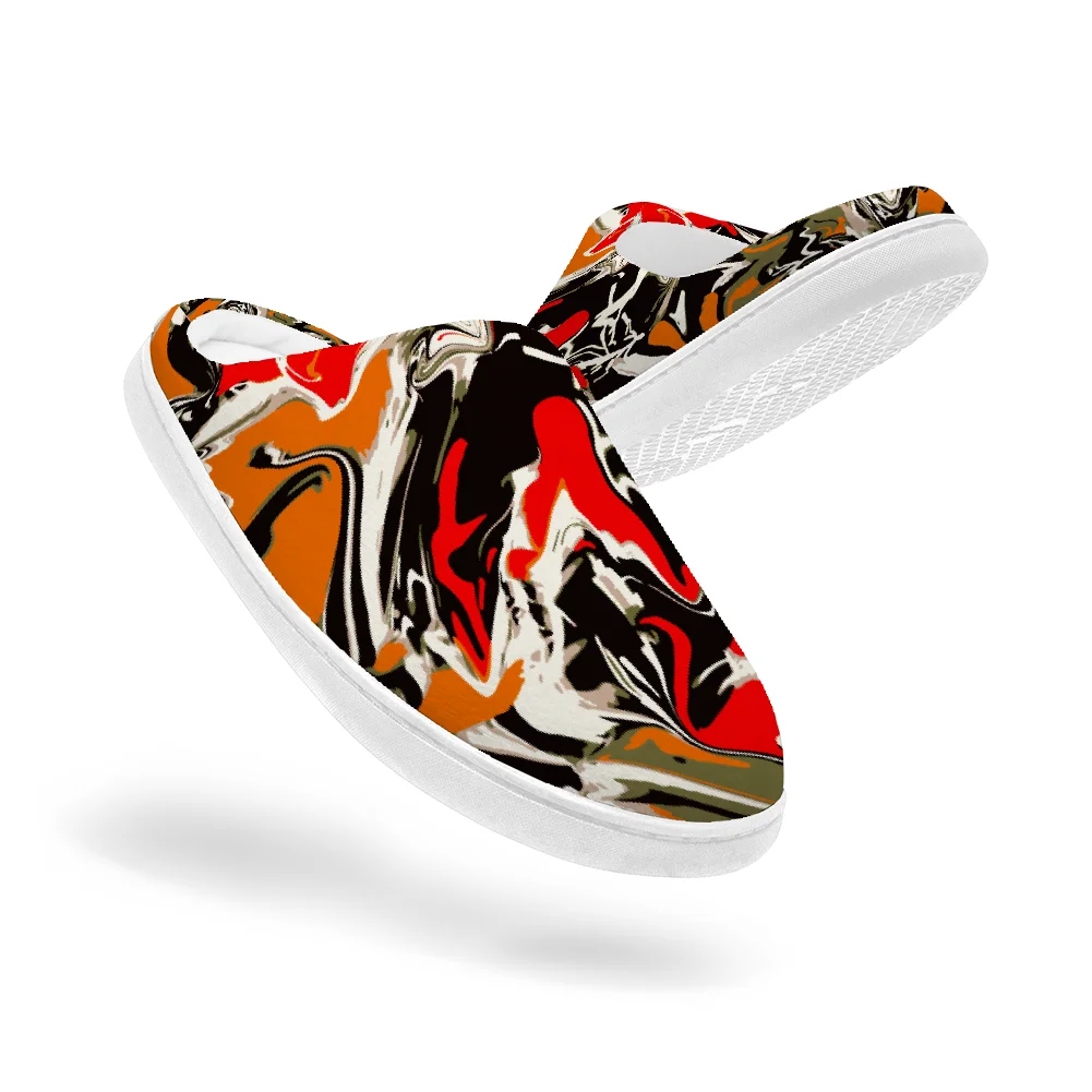 

Colorful graffiti Keep Smiling Home Cotton Slippers for High Quality Plush Casual Keep Warm Shoes Thermal Slipper
