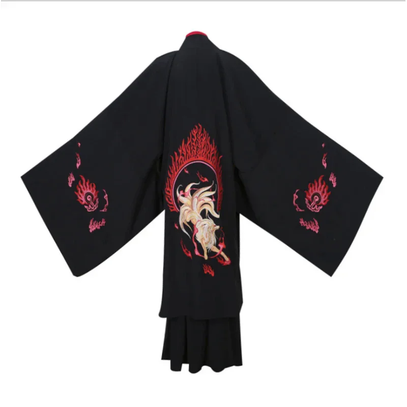 Large size 5XL ancient Chinese Hanfu men Halloween cosplay costume party dress Hanfu Black & Red outfit for men plus size 4XL
