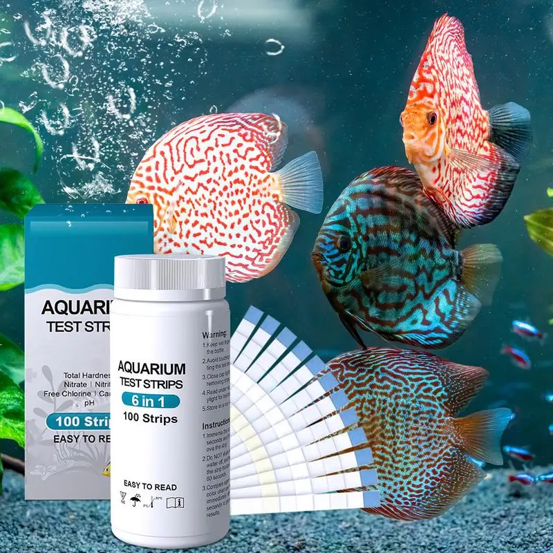 Fish Tank Test Kit 6 In 1 Aquarium Water Monitoring Strips Testing Nitrite PH Nitrate 100pcs Aquarium Test Strip Fish Tank Tool