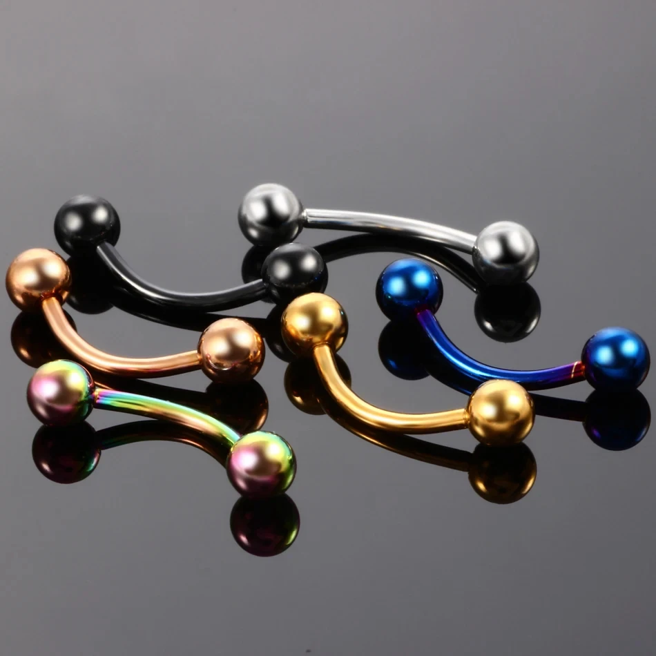1PC Steel Eyebrow Banana Piercings Curved Barbell Ring Lip Labret Tongue Piercings Daith Helix Earring Piercings Body Jewelry