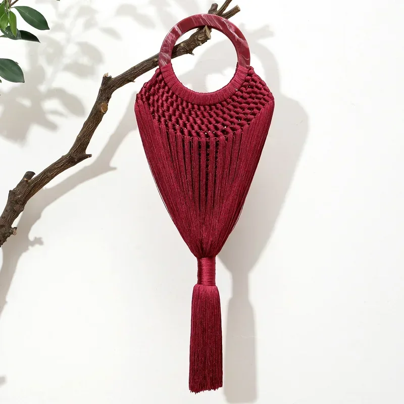 Ladies Acrylic Wrist Portable Tassel Top-handle Bag Wedding Bag Evening Party Clutch Bag Sac Phone Purse Luxury Handbags