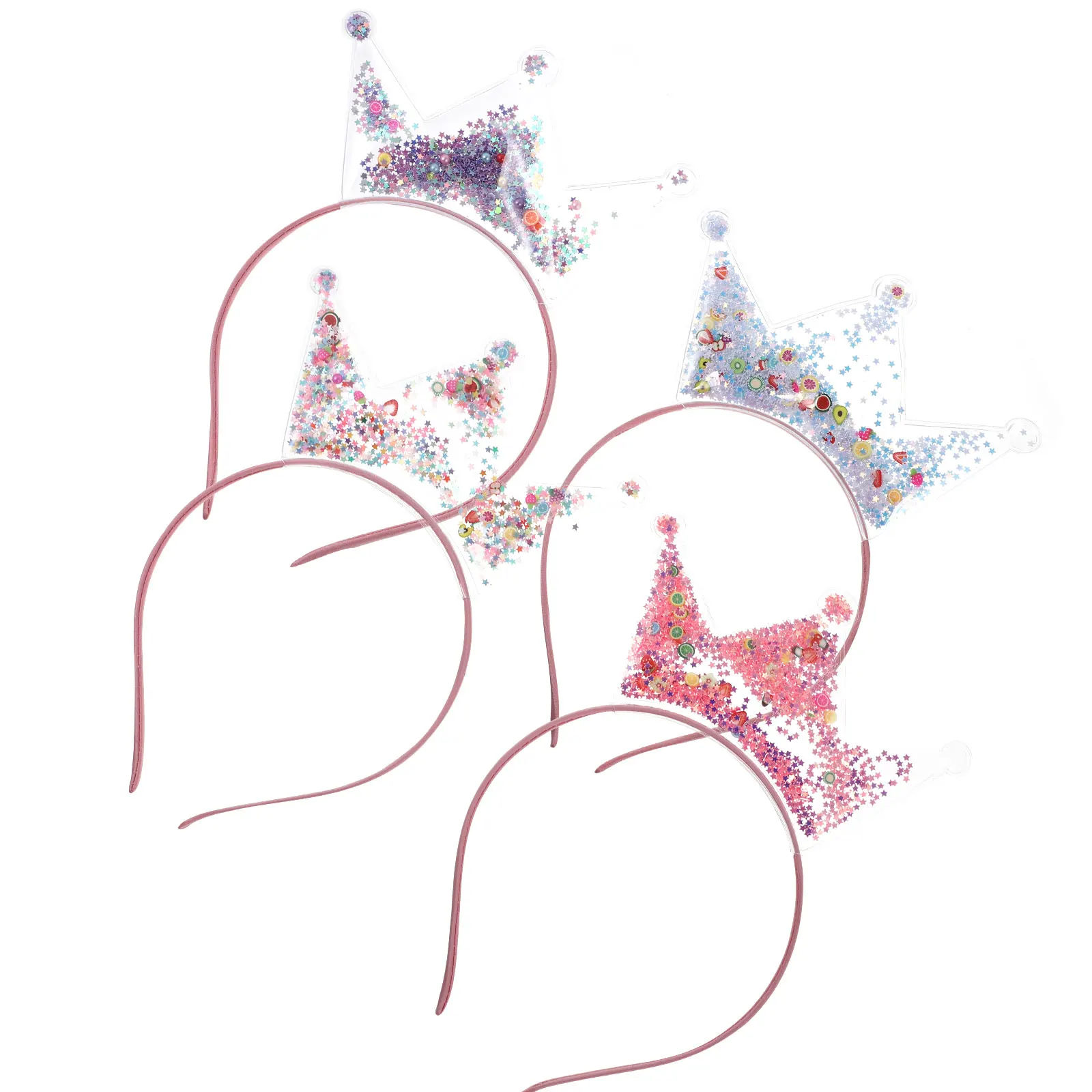 

4Pcs Shiny Sequin Crown Hair Hoop Kids Hair Accessories Party Performance Glitter Headband Crown Headband Headdress