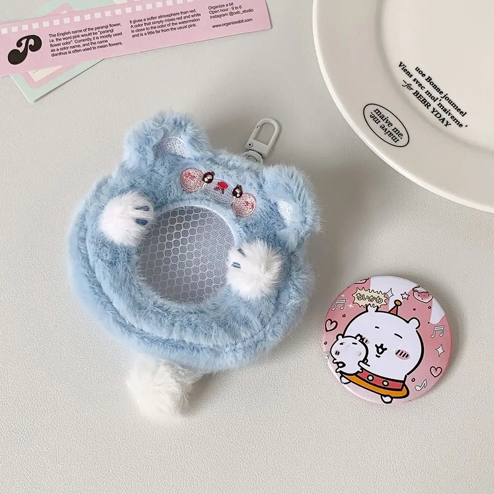 Creative Anime Badge Holder Transparent Badge Itabag Cat Animal Cartoon Plush Purse Rabbit Soft Card Holder Keychain Display