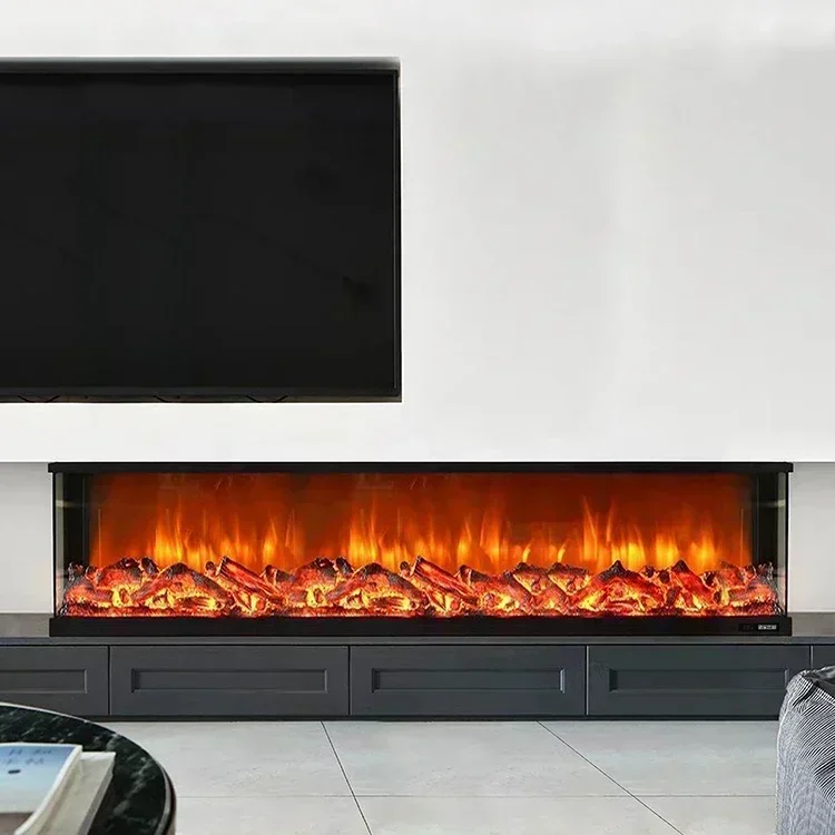 78 Inch 2000mm Electric Fireplace Ce Approval European Foyer Super Large Wall 3 Sided Customization Decorative Home Improvement