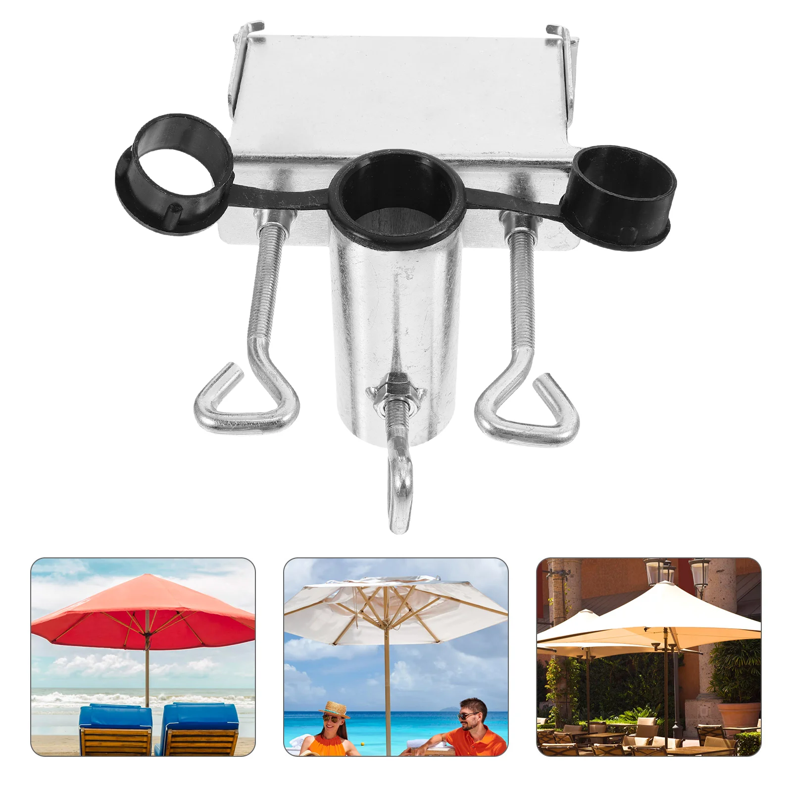 

Parasol Holder Solar Umbrella Beach Clamp Patio Rail Stand Mount Deck Iron Backpack for Chair Base