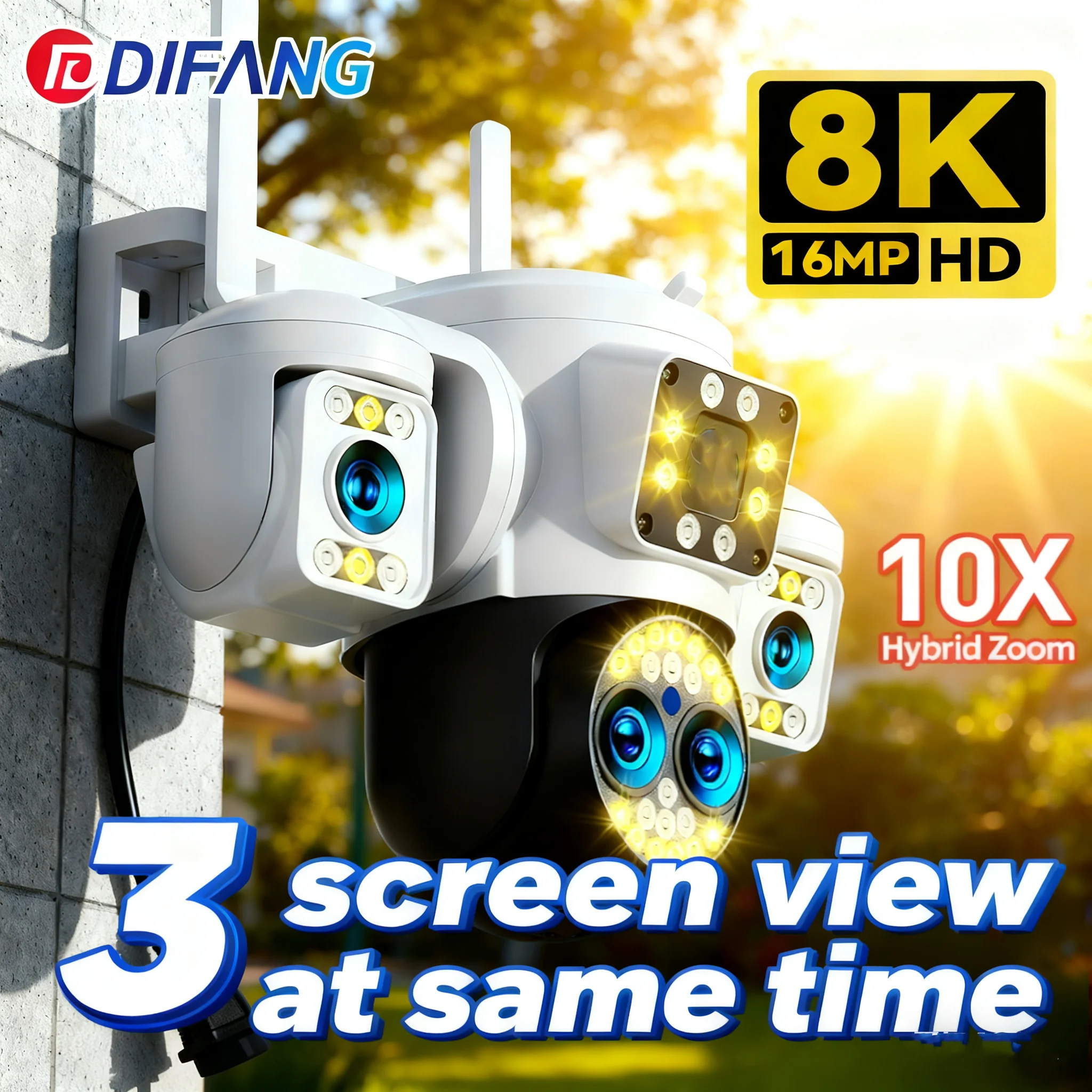 

Yoosee WiFi Security Camera Three Screen Four Lens CCTV Yoosee 10X Zoom Security Cameras Surveillance Home Protection