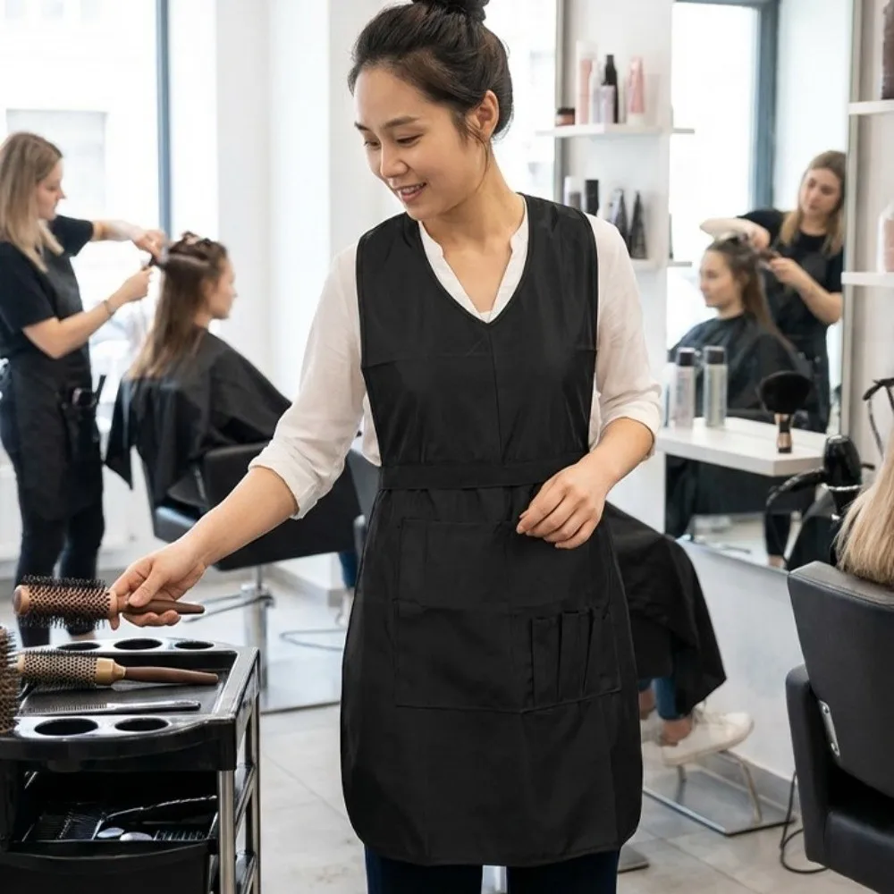 Waterproof Black Stylist Apron Professional Adjustable Haircuts Cloth Wrap Shampoo Coloring Hairdressing Gown Hairstylist