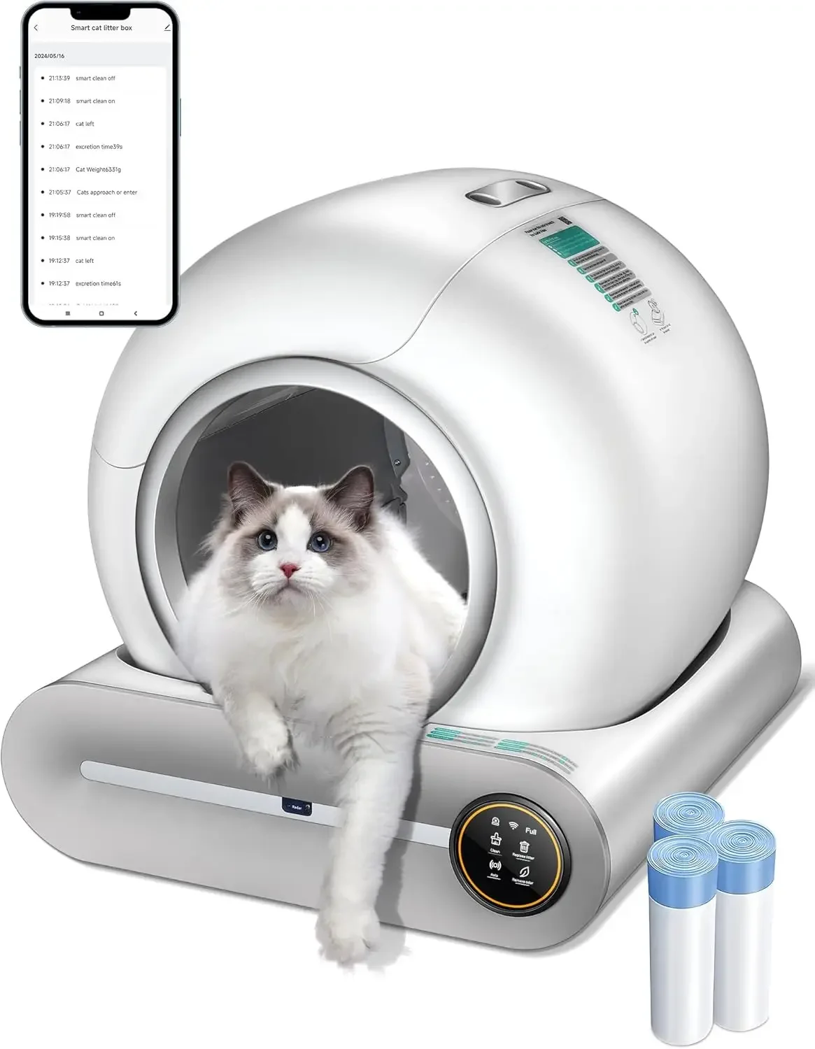 

(2025) Self Cleaning Litter Box, Upgraded Robot Automatic Litter Box for Multiple Cats, 65L+9L Extra Large