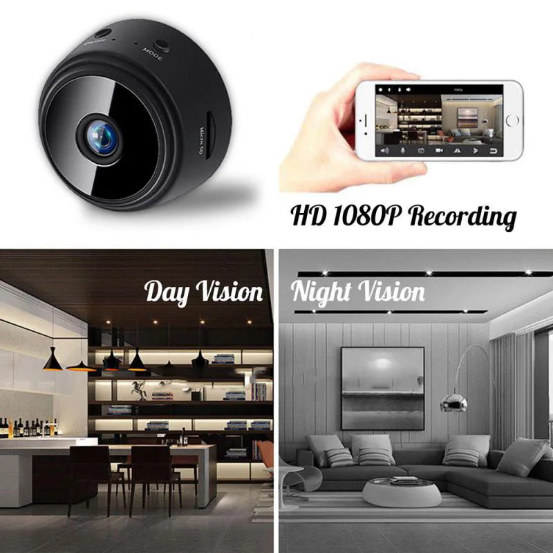 كاميرا A9 1080P HD Mini WiFi - شاشة أمان ذكية لاسلكية مع مستشعر حركة لمراقبة الفيديو المنزلية والسلامة