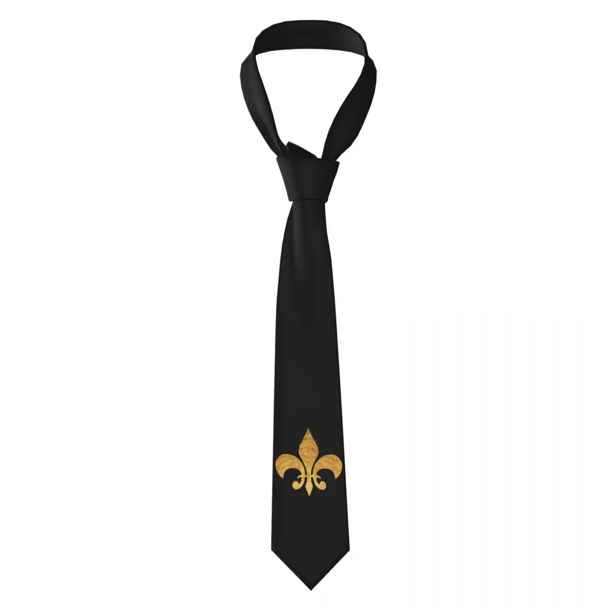 Custom Gold Foil Fleur De Lis Flower Necktie Men Printed Necktie Four Seasons Fashion Tie Necktie For Birthday Gift