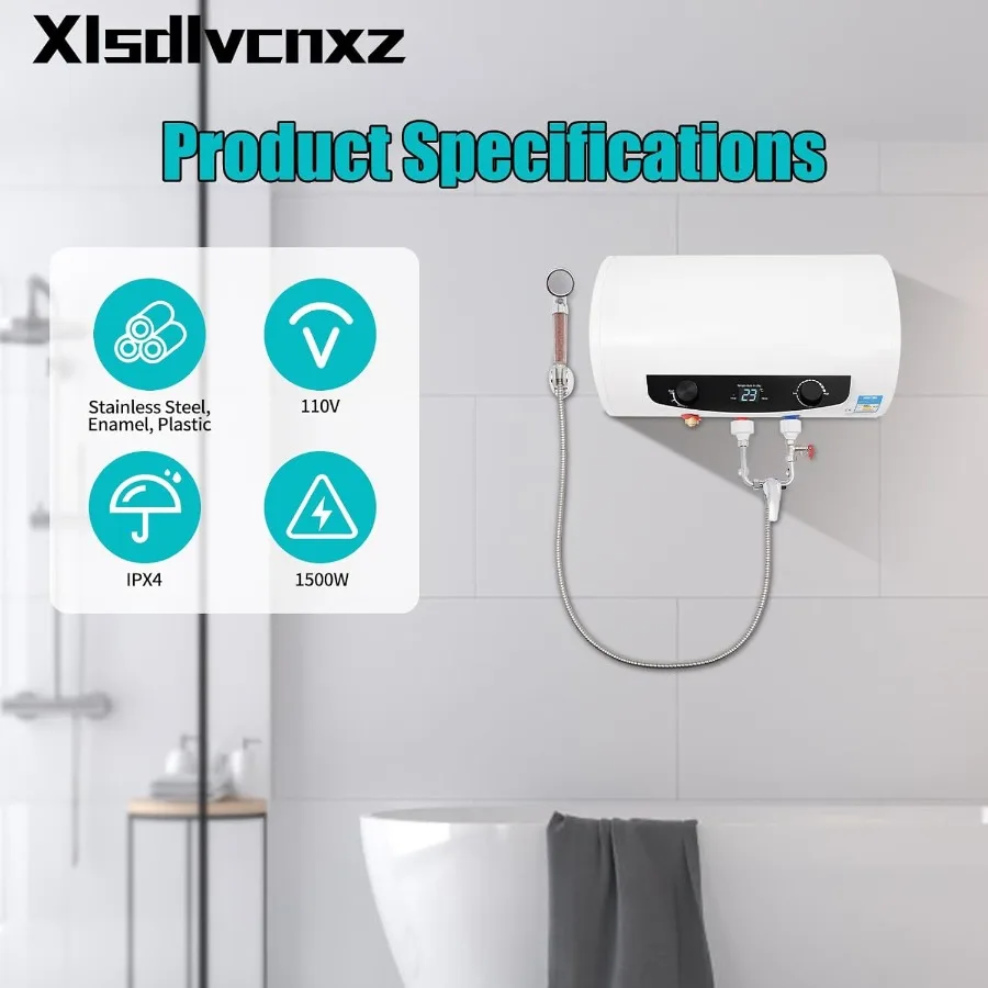 سخان مياه كهربي 1500 وات 10 جالون 110 فولت خزان مثبت على الحائط للحمام والمطبخ يستخدم كفاءة في استخدام الطاقة والتدفئة السريعة مع B #3
