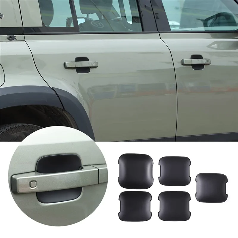 For Land Rover Defender 110 2020-2023 Car Outer Door Handles Cover Side Door Bowl Cap Trim Accessories ,5PCS Matte