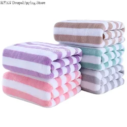 Ensembles de serviettes de bain à séchage rapide absorbant les rayures pour adultes, serviettes douces pour le visage, serviettes de bain en microcarence, 35x75cm