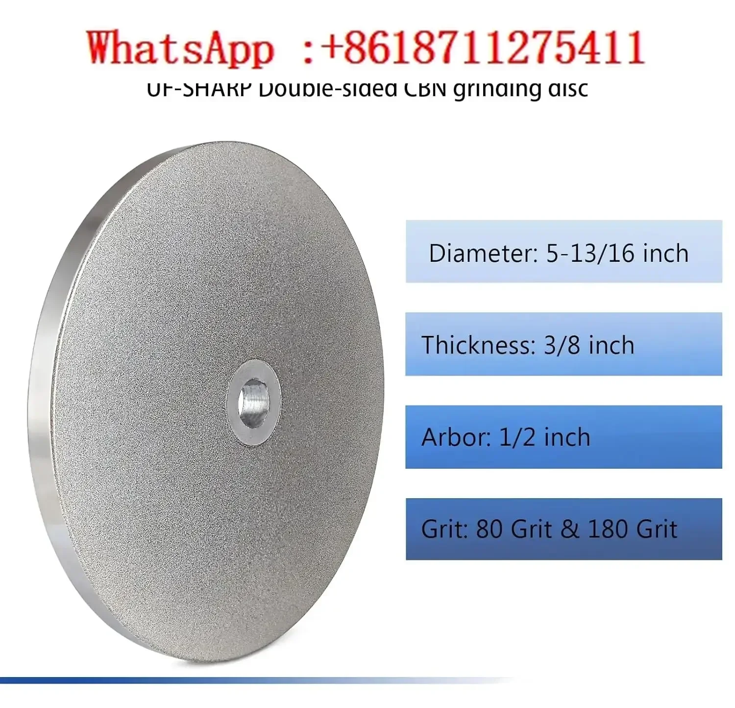 6 inch Double-sided CBN Grinding Disc for WS3000 for Sharpening Woodworking ToolsHigh Speed Steel Tools (80/180 Grit)